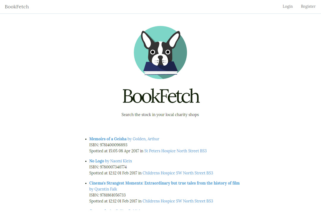 Screenshot of BookFetch branding